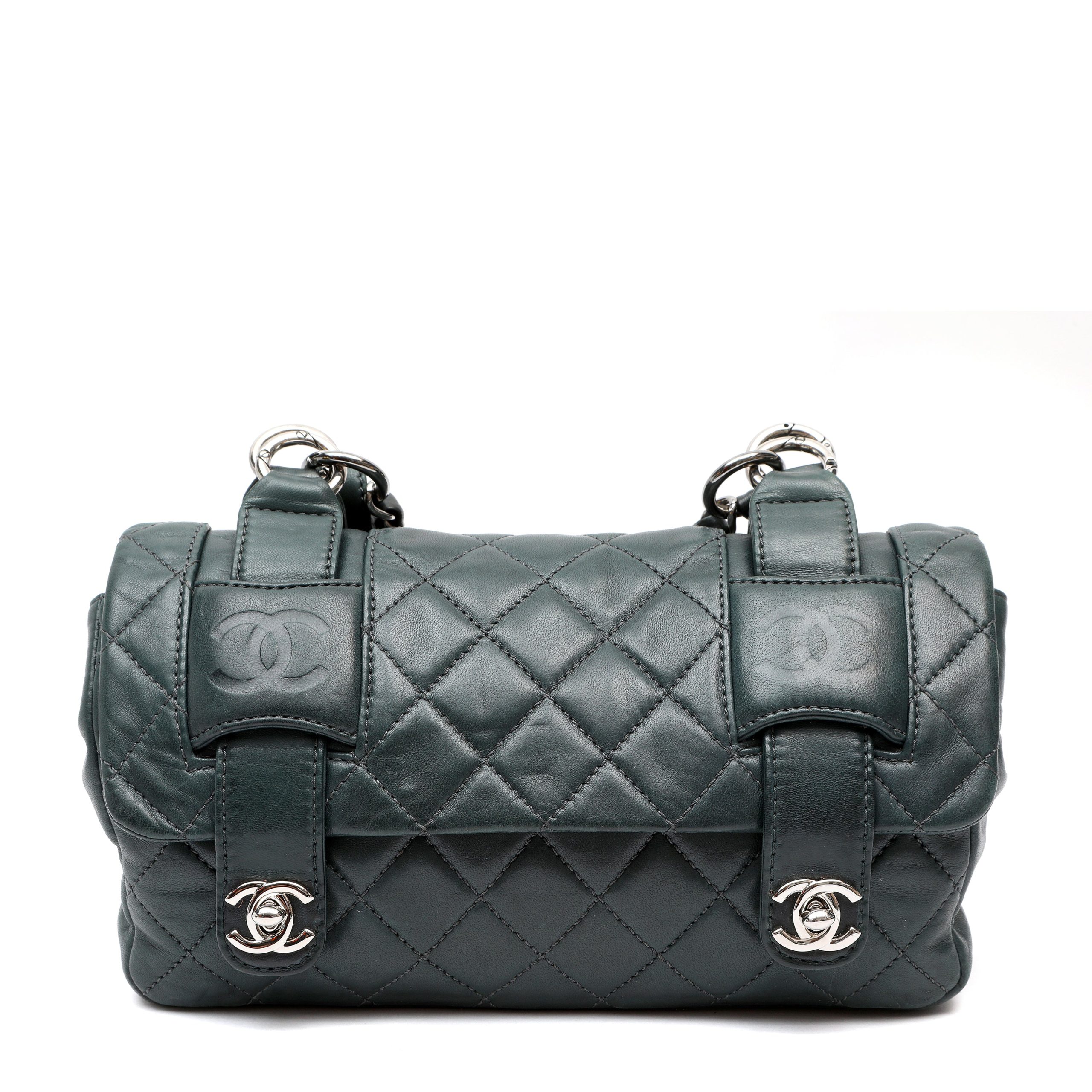 Chanel In The Mix Messenger Bag Green Slate Quilted Lambskin w/Silver Hardware - 图片 10