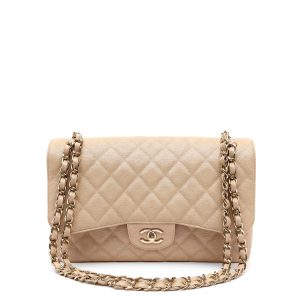 Chanel Jumbo Classic Beige Clair Iridescent Caviar w/Gold Hardware