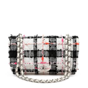 Chanel Mini Rectangular Classic Single Flap Tweed Neon Accents w/Silver Hardware