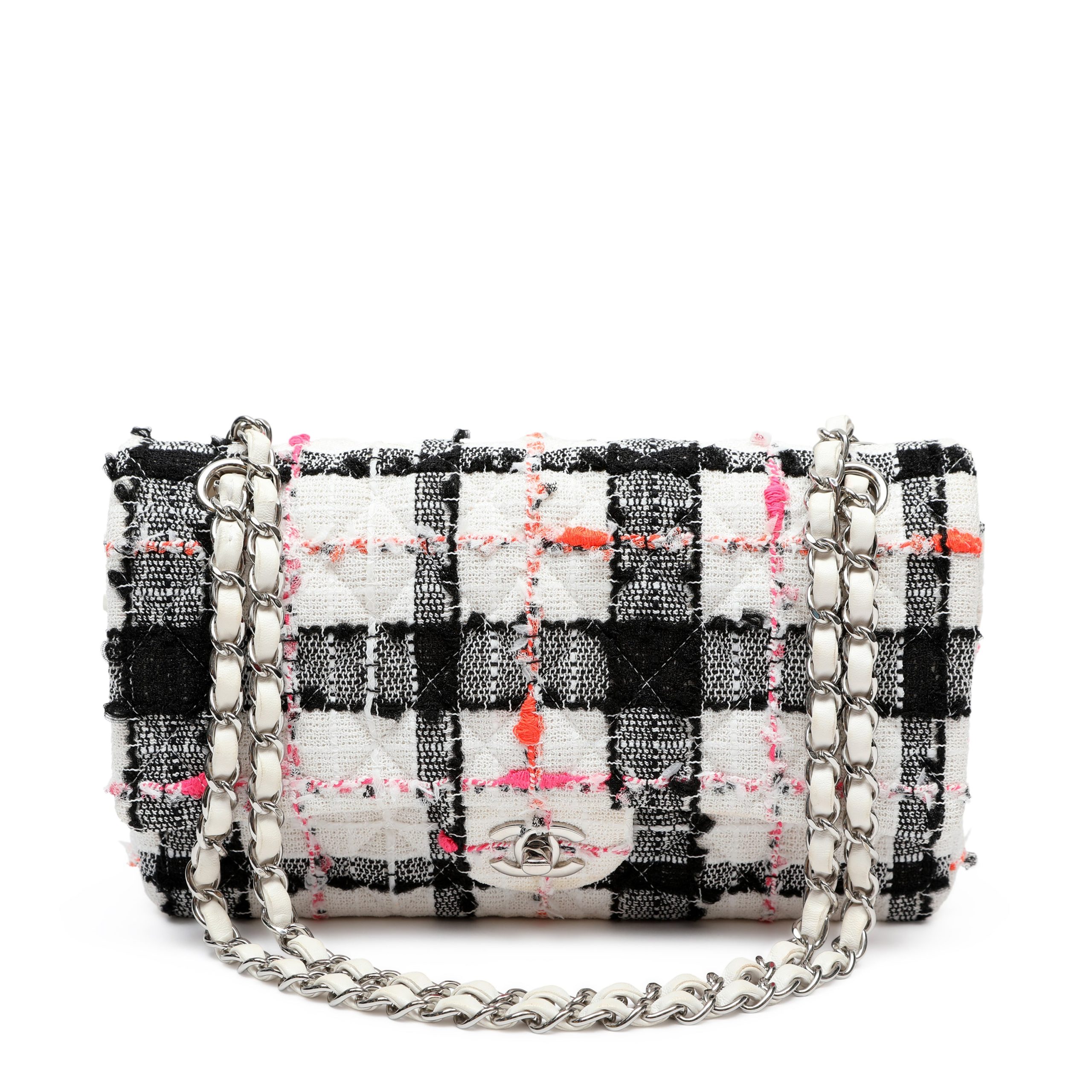 Chanel Mini Rectangular Classic Single Flap Tweed Neon Accents w/Silver Hardware