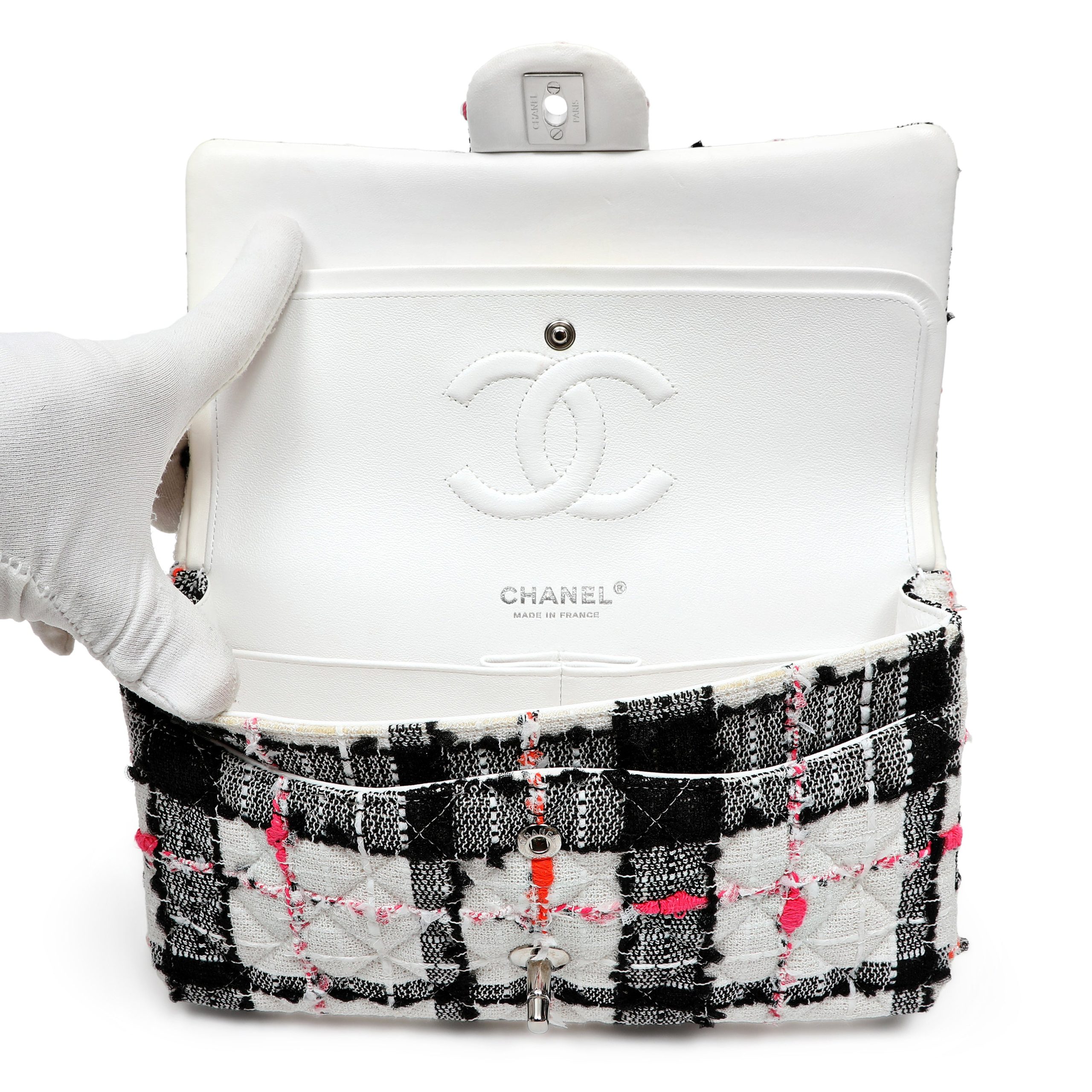 Chanel Mini Rectangular Classic Single Flap Tweed Neon Accents w/Silver Hardware - 图片 8