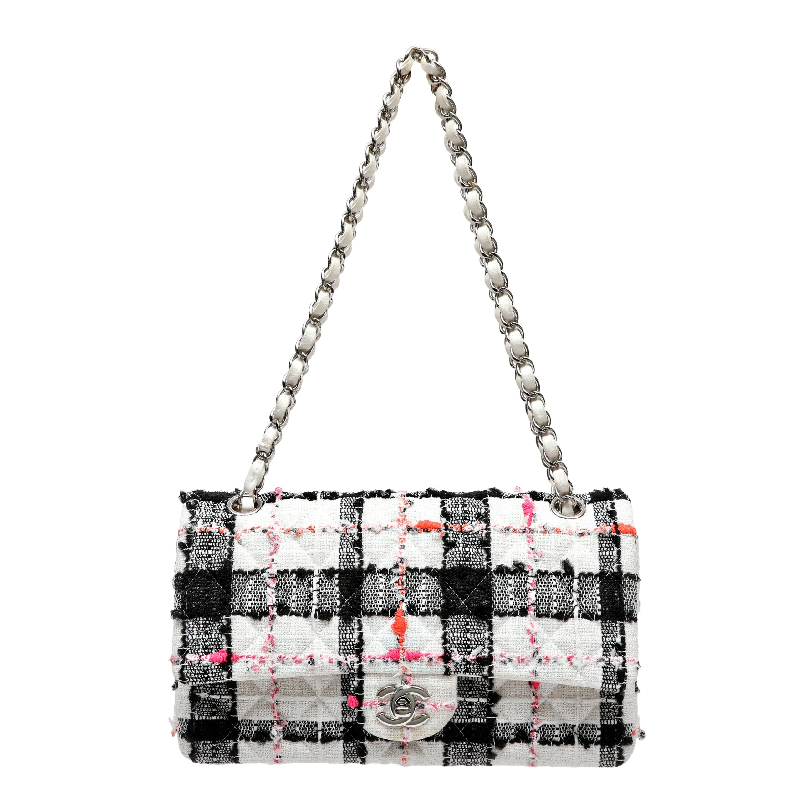 Chanel Mini Rectangular Classic Single Flap Tweed Neon Accents w/Silver Hardware - 图片 3