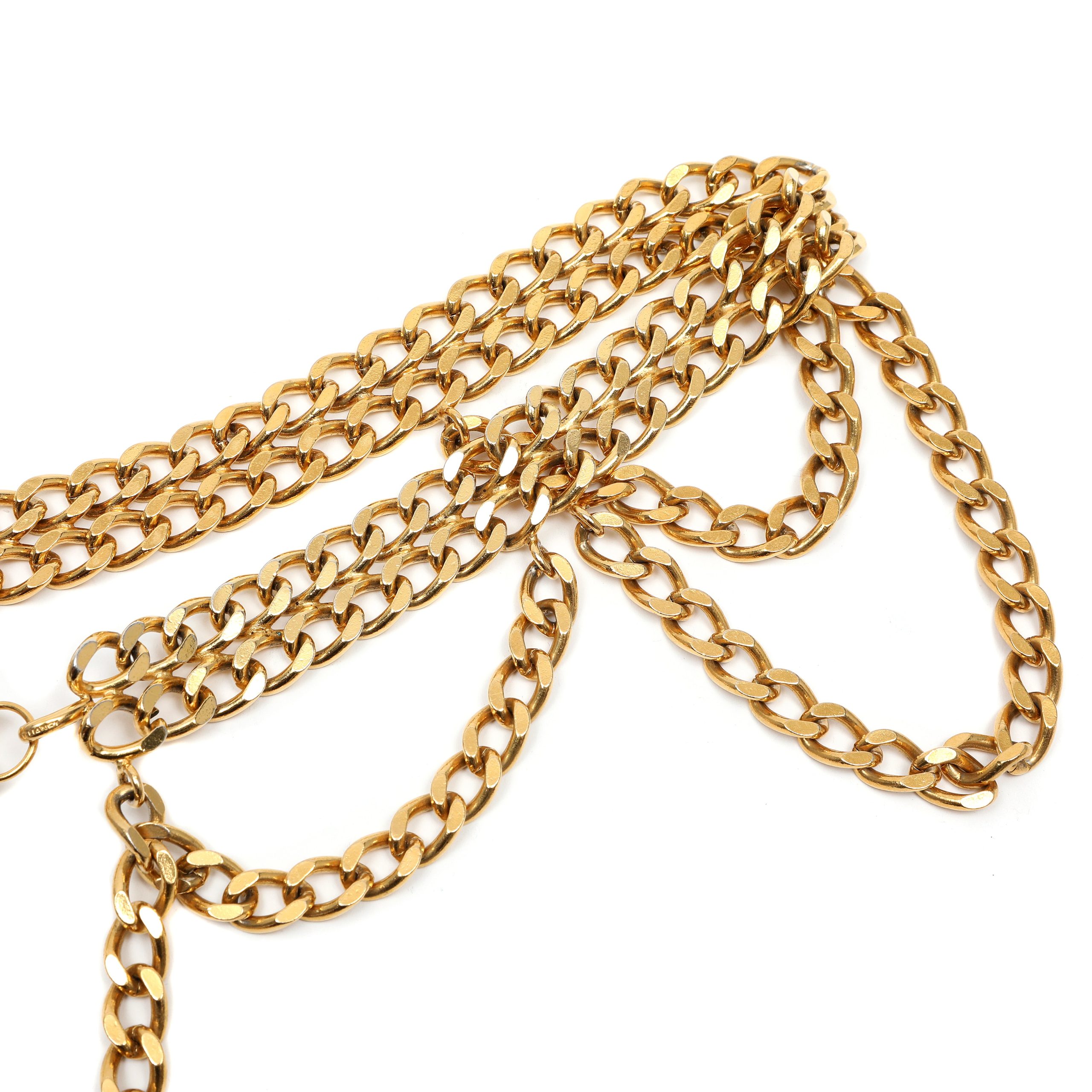 Chanel Vintage Gold Double Chain Link Belt with Perfume Charm - 图片 3
