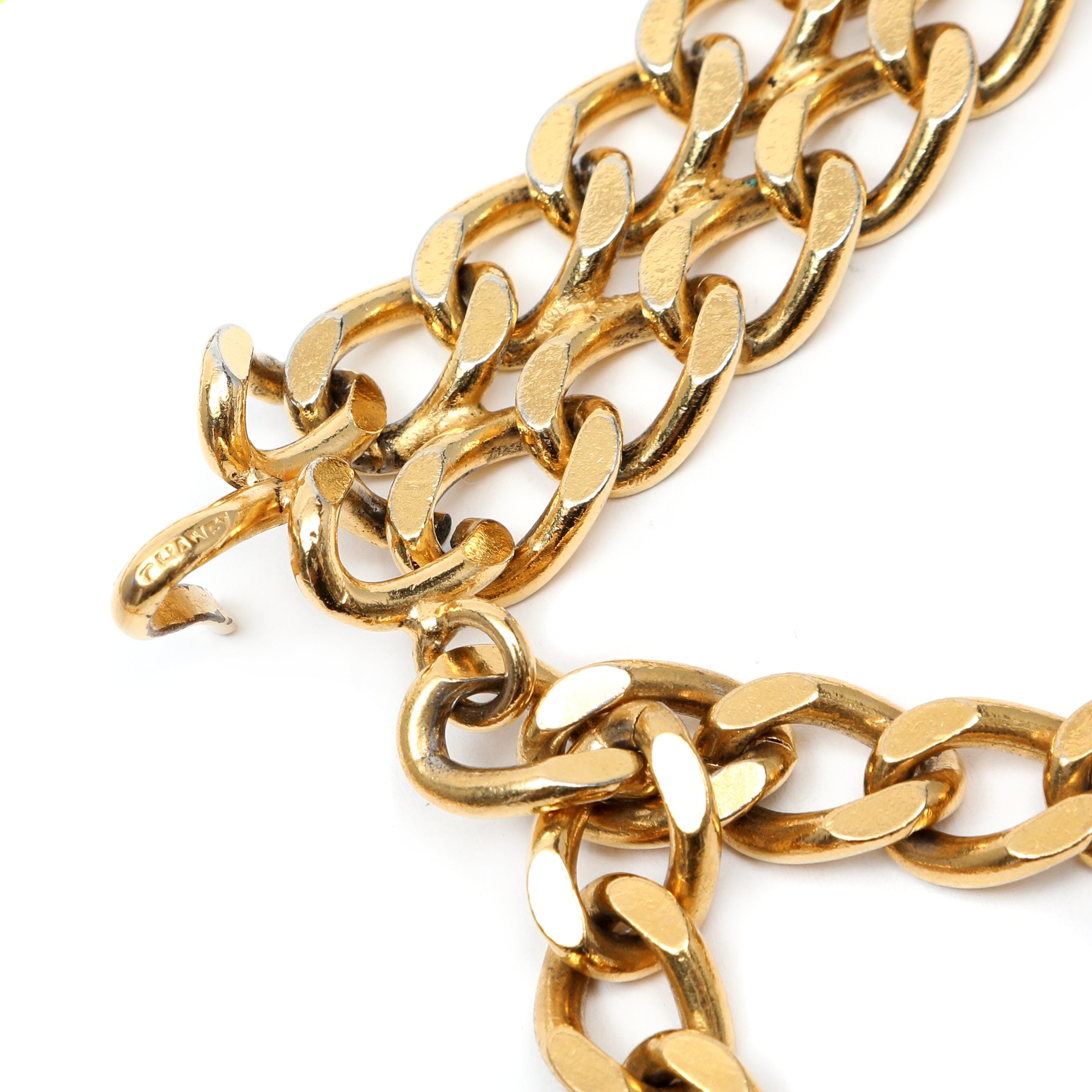 Chanel Vintage Gold Double Chain Link Belt with Perfume Charm - 图片 5