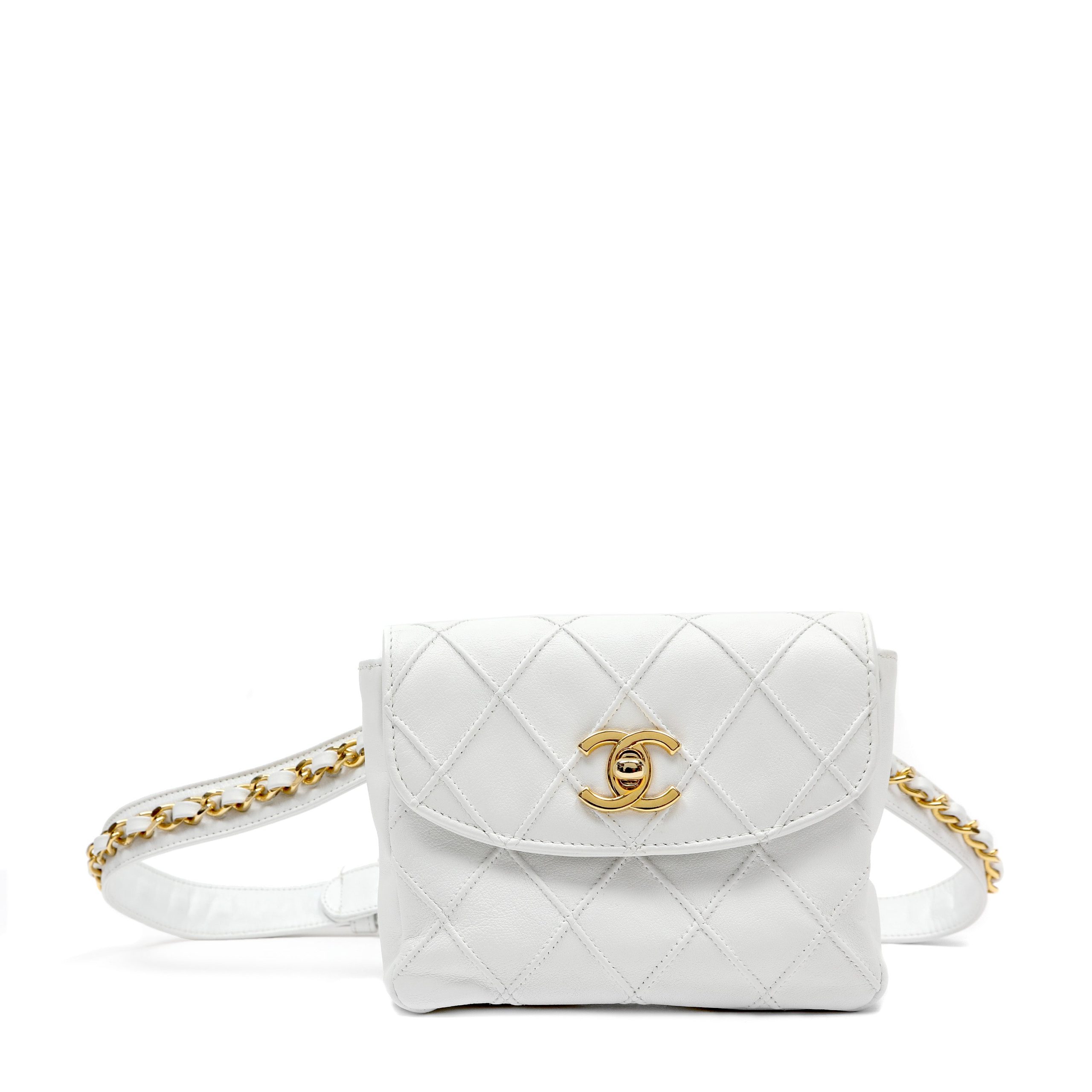Chanel Belt Bag White Quilted Lambskin w/Gold Hardware