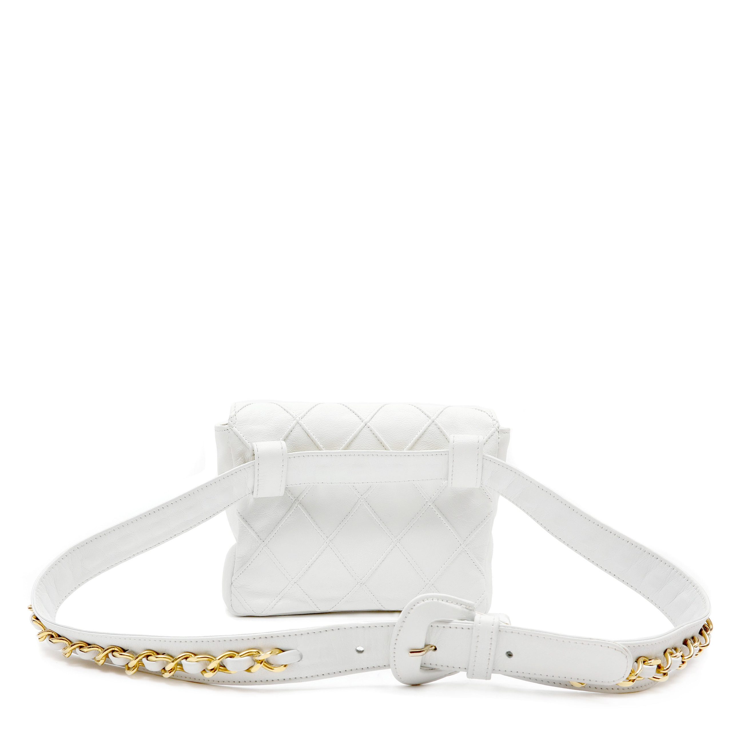 Chanel Belt Bag White Quilted Lambskin w/Gold Hardware - 图片 4