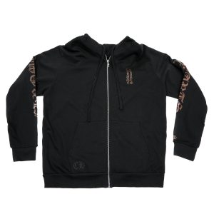 Chrome Hearts Black Brown Glitter 1988 Zip Up Hoodie (XL)