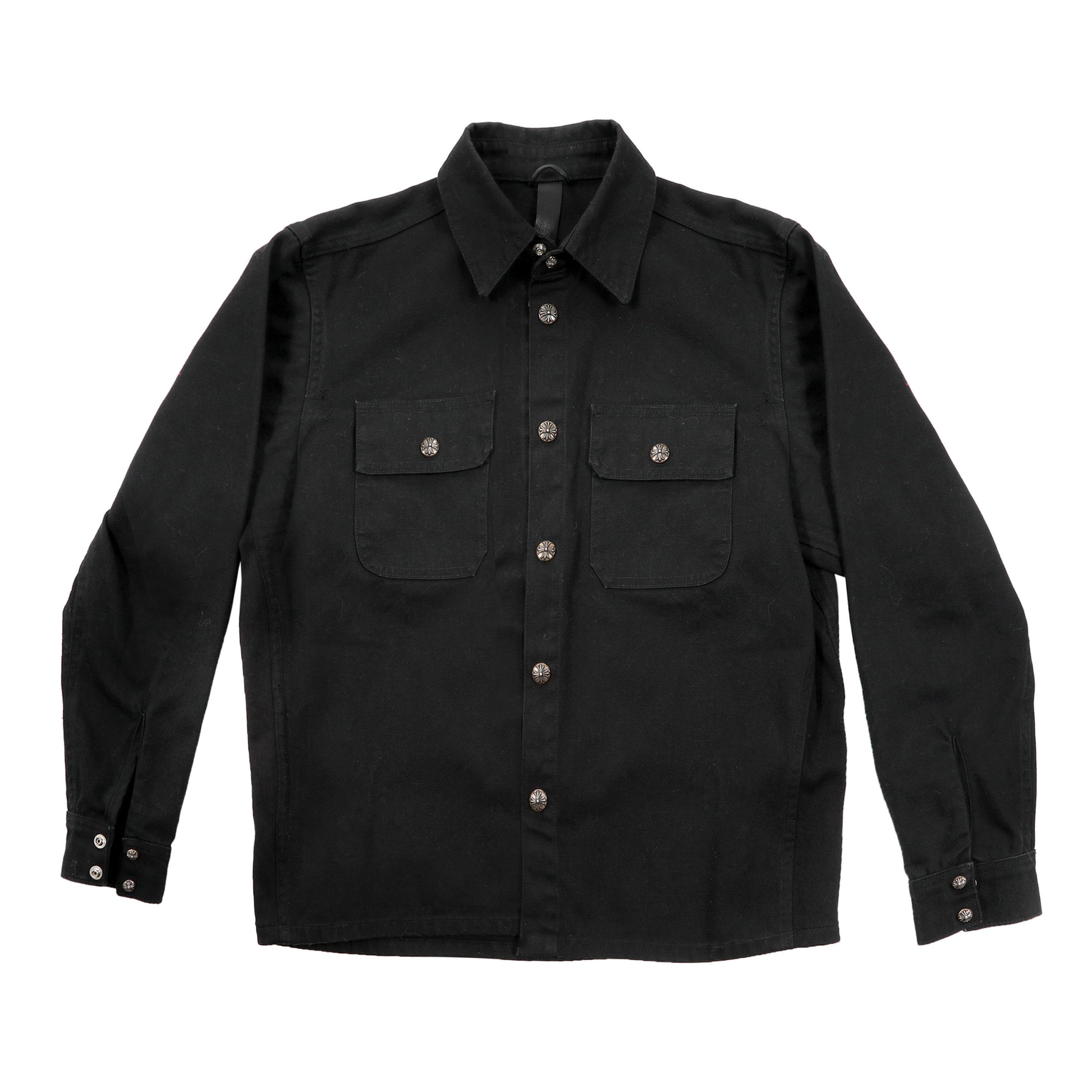 Chrome Hearts Black Denim Button Snap Shirt (Large)