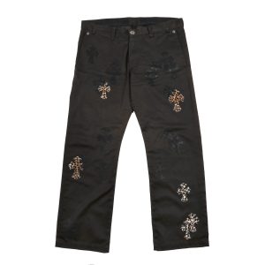 Chrome Hearts Brown Chino Pants With Cheetah Multi Cross Patch (Size 34)