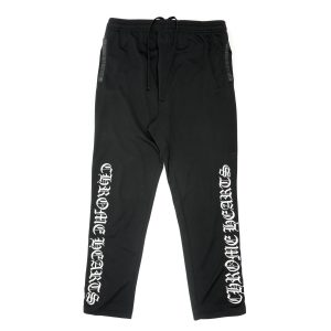 Chrome Hearts Black & White Snap Button Tearaway Track Pants (Medium)
