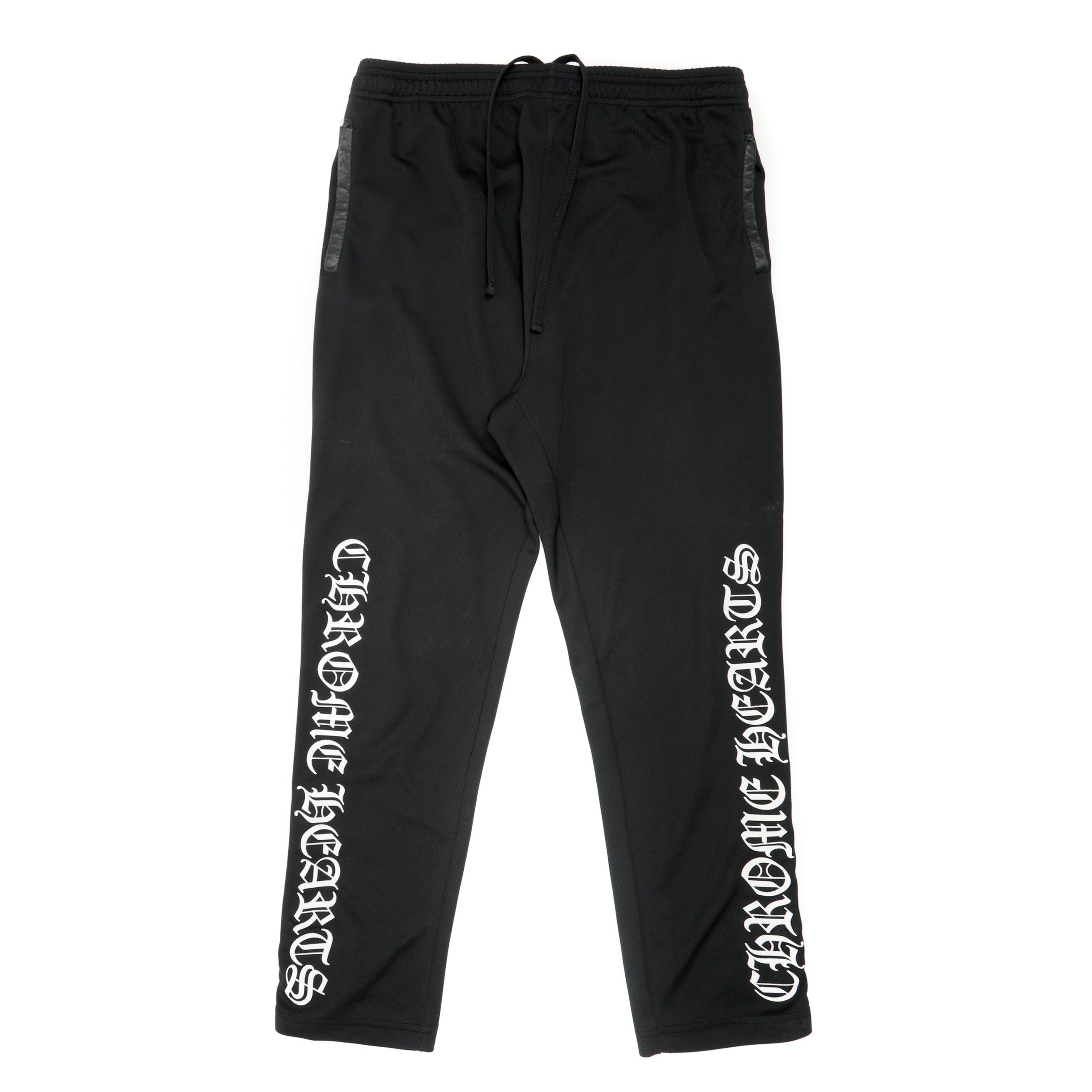 Chrome Hearts Black & White Snap Button Tearaway Track Pants (Medium)