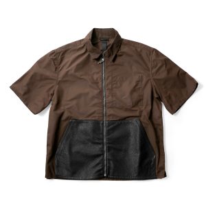 Chrome Hearts Nylon & Leather Cross Patch Zip Up Shirt (Large)