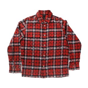 Chrome Hearts Red Plaid Lose Ends Flannel Shirt (Medium)