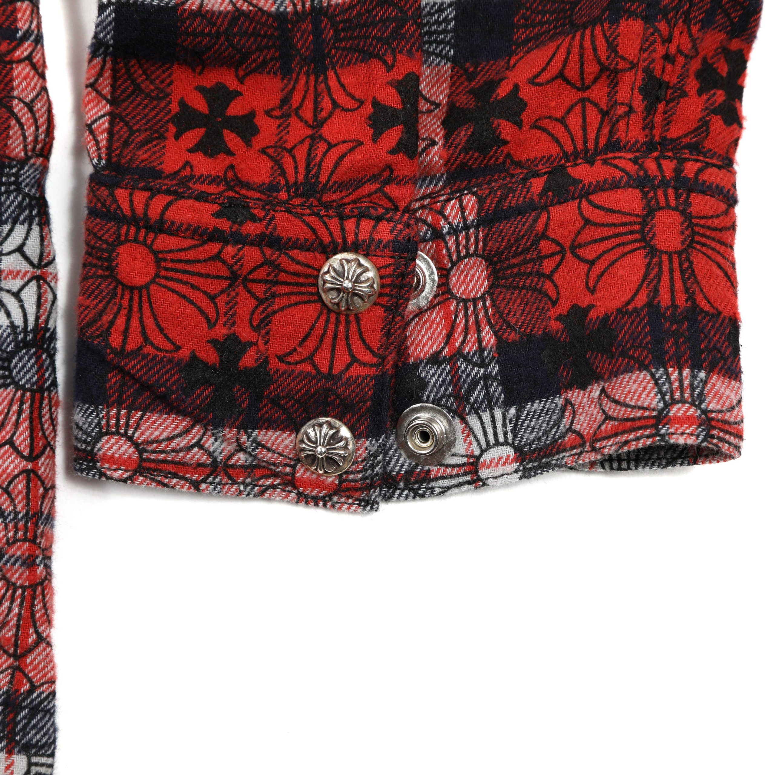 Chrome Hearts Red Plaid Lose Ends Flannel Shirt (Medium) - 图片 2