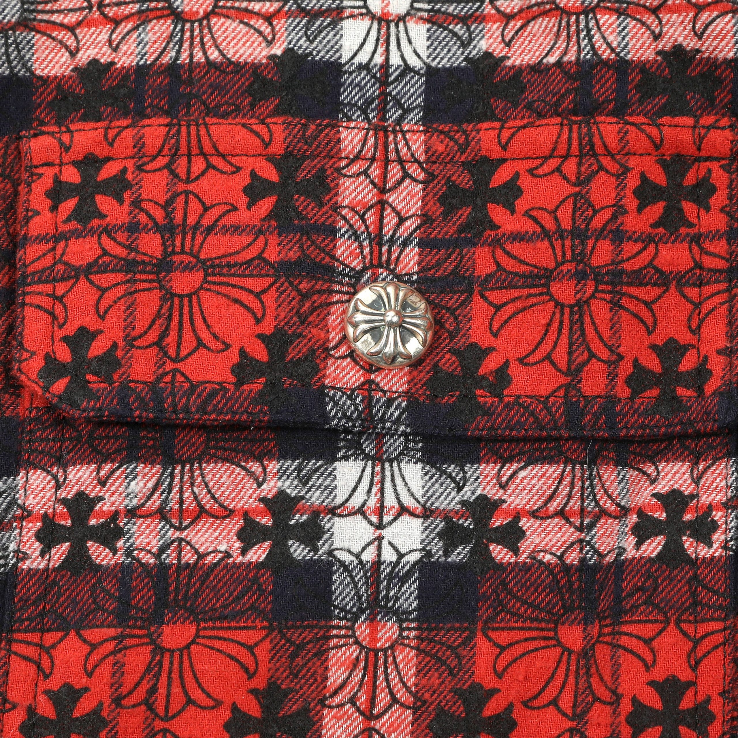 Chrome Hearts Red Plaid Lose Ends Flannel Shirt (Medium) - 图片 3