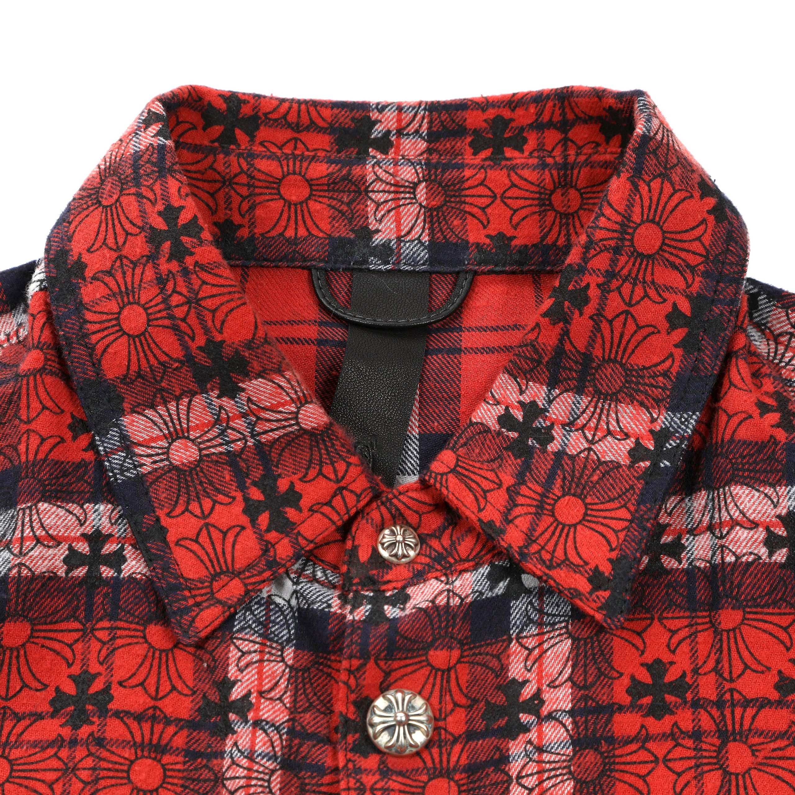 Chrome Hearts Red Plaid Lose Ends Flannel Shirt (Medium) - 图片 4