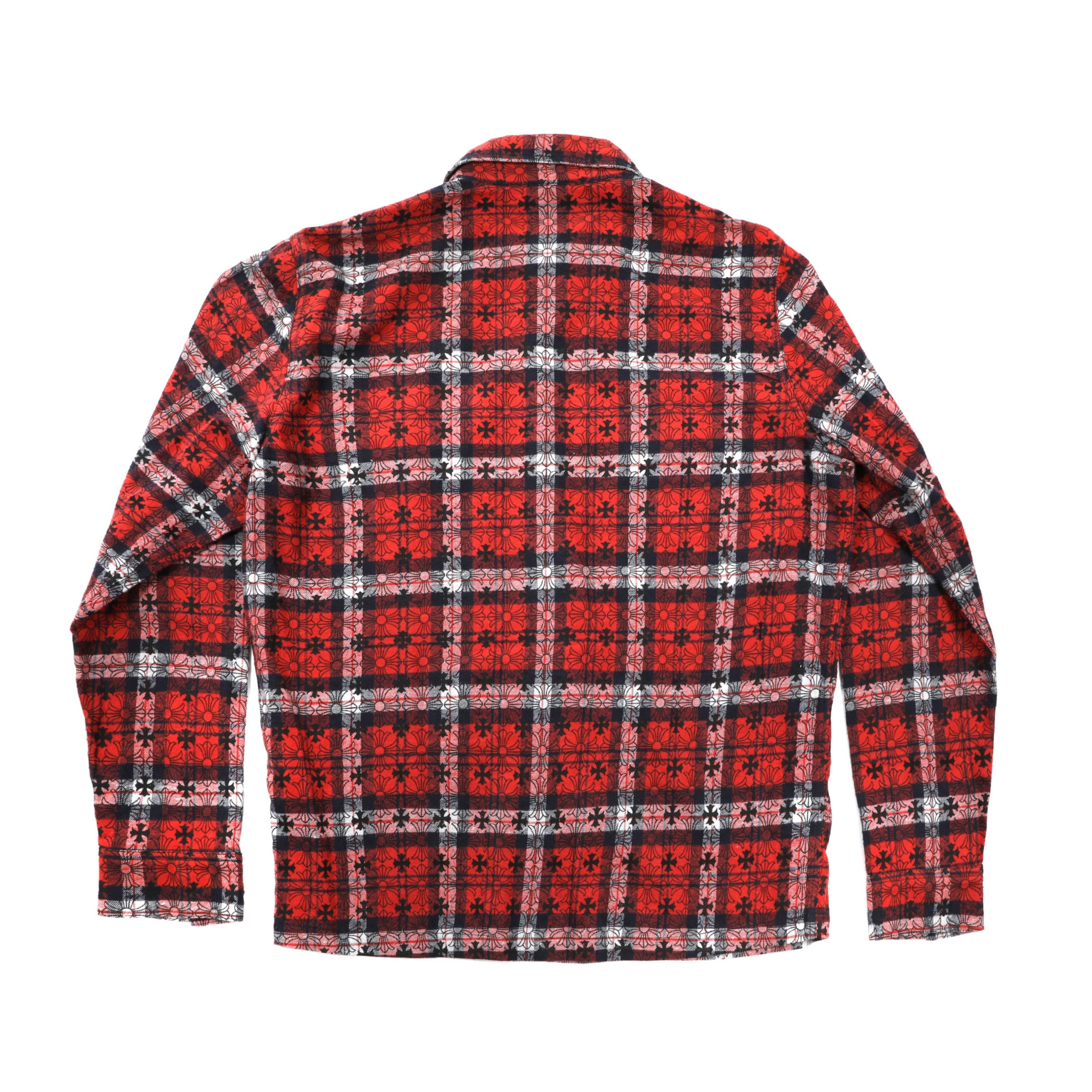 Chrome Hearts Red Plaid Lose Ends Flannel Shirt (Medium) - 图片 5