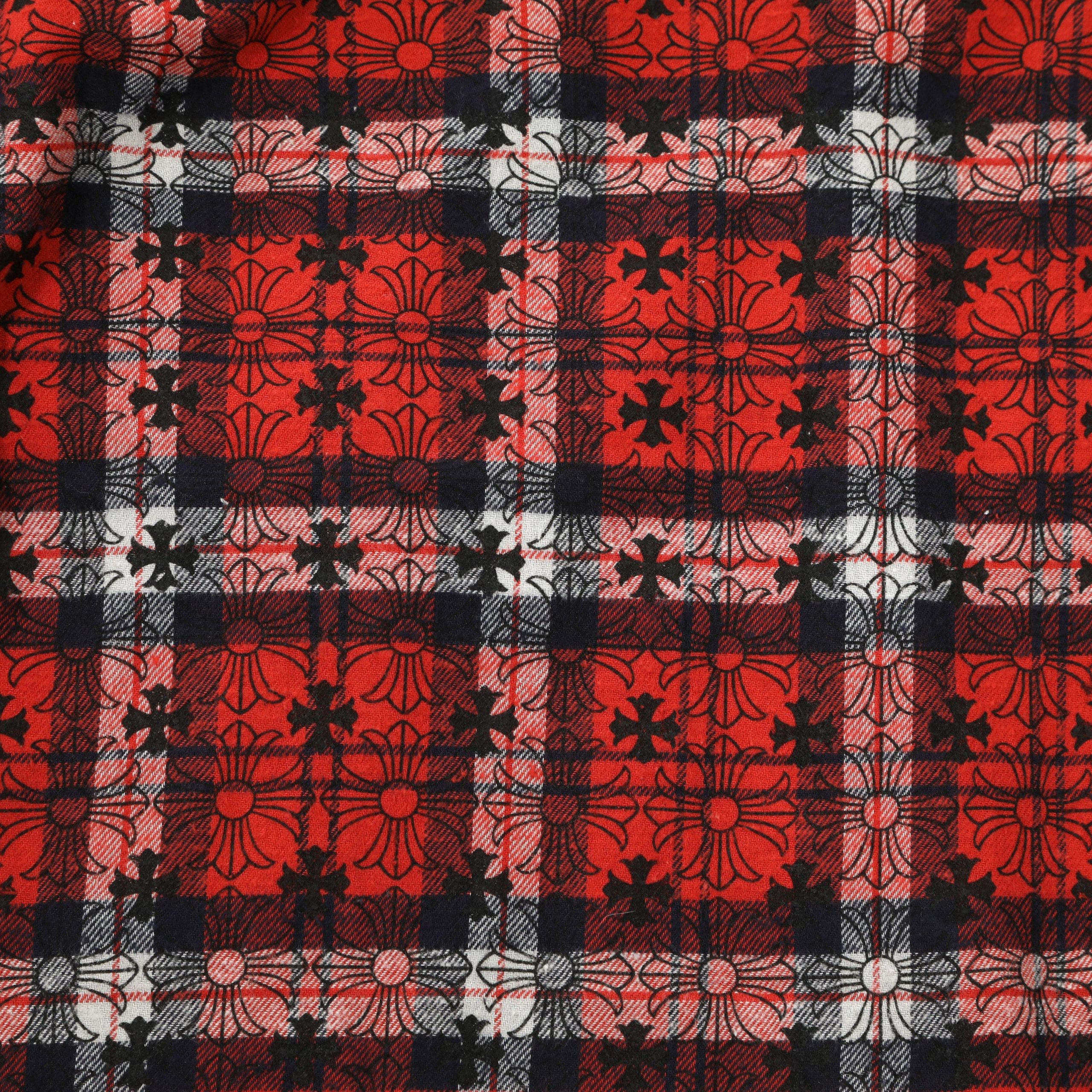 Chrome Hearts Red Plaid Lose Ends Flannel Shirt (Medium) - 图片 6