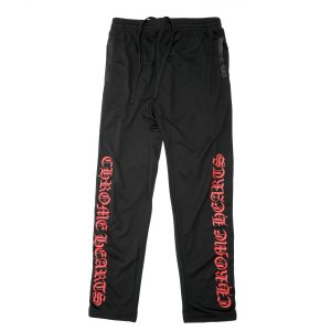 Chrome Hearts Black and Red Track Pants  With Ankle Snaps (Small)