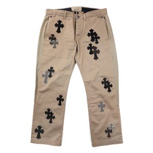 Chrome Hearts Tan Chino Black & Checkerboard Cross Patches (Size 33)