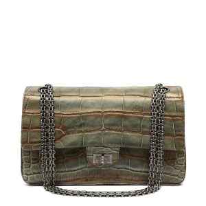 Chanel 2.27 Reissue Flap Metallic Green and Gold Alligator w/Mademoiselle Chain in Ruthenium Hardware