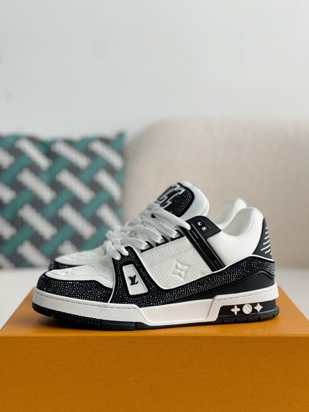 Louis Vuitton LV Trainer Sneaker Denim Monogram Black Diamond - 图片 7