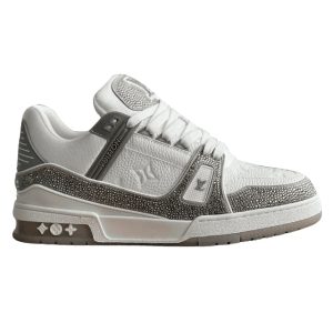 Louis Vuitton LV Trainer Sneaker Denim Monogram Grey Diamond