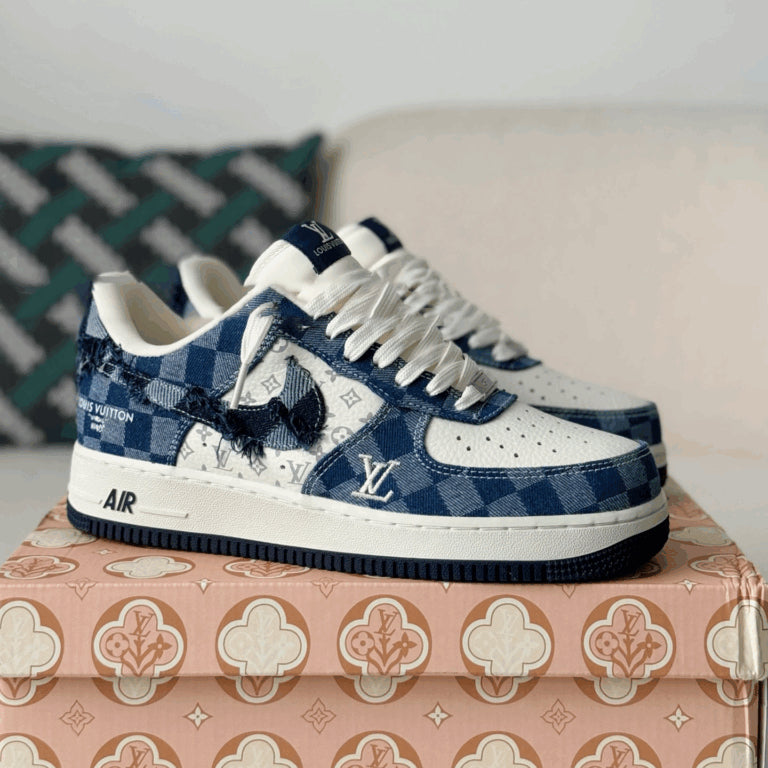 Louis Vuitton x Nike Air Force 1 Low Blue Damier Denim - 图片 2