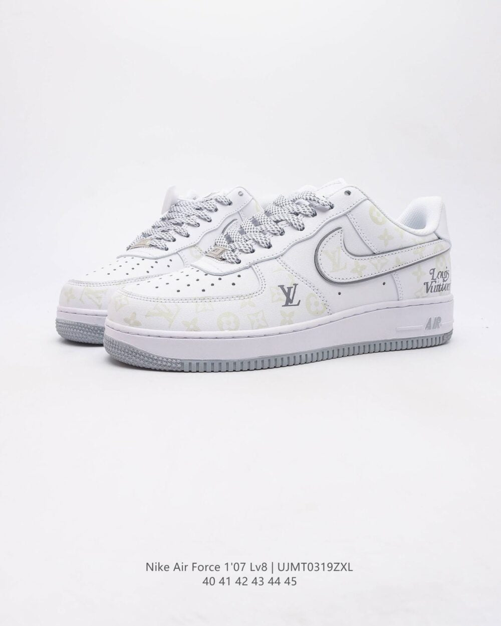 Louis Vuitton x Nike Air Force 1 Monogram Grey Frost Edition (Custom) - 图片 3
