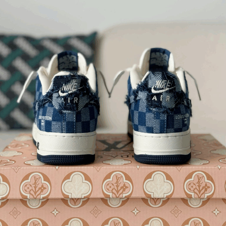 Louis Vuitton x Nike Air Force 1 Low Blue Damier Denim - 图片 3