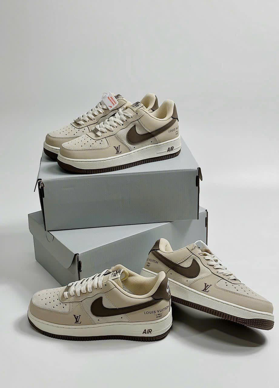 Louis Vuitton x Nike Air Force 1 Cream Mocha Edition (Custom) - 图片 3
