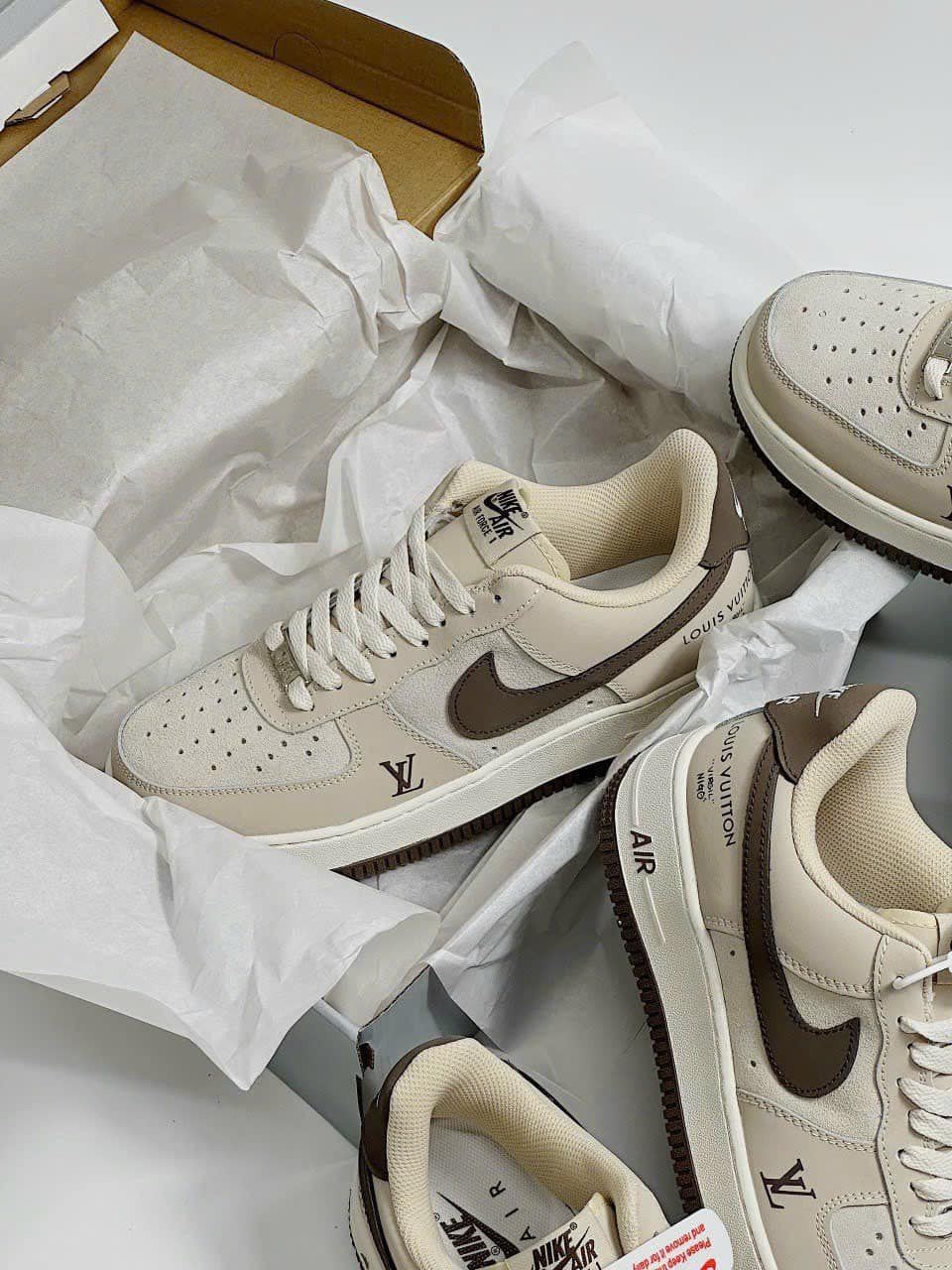 Louis Vuitton x Nike Air Force 1 Cream Mocha Edition (Custom) - 图片 5