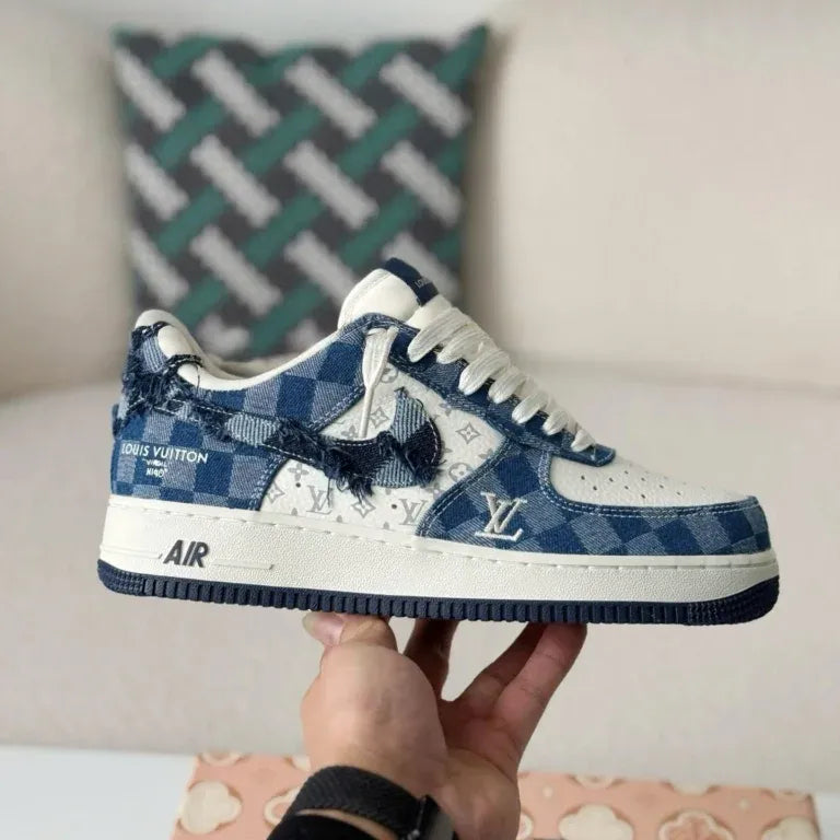 Louis Vuitton x Nike Air Force 1 Low Blue Damier Denim - 图片 5
