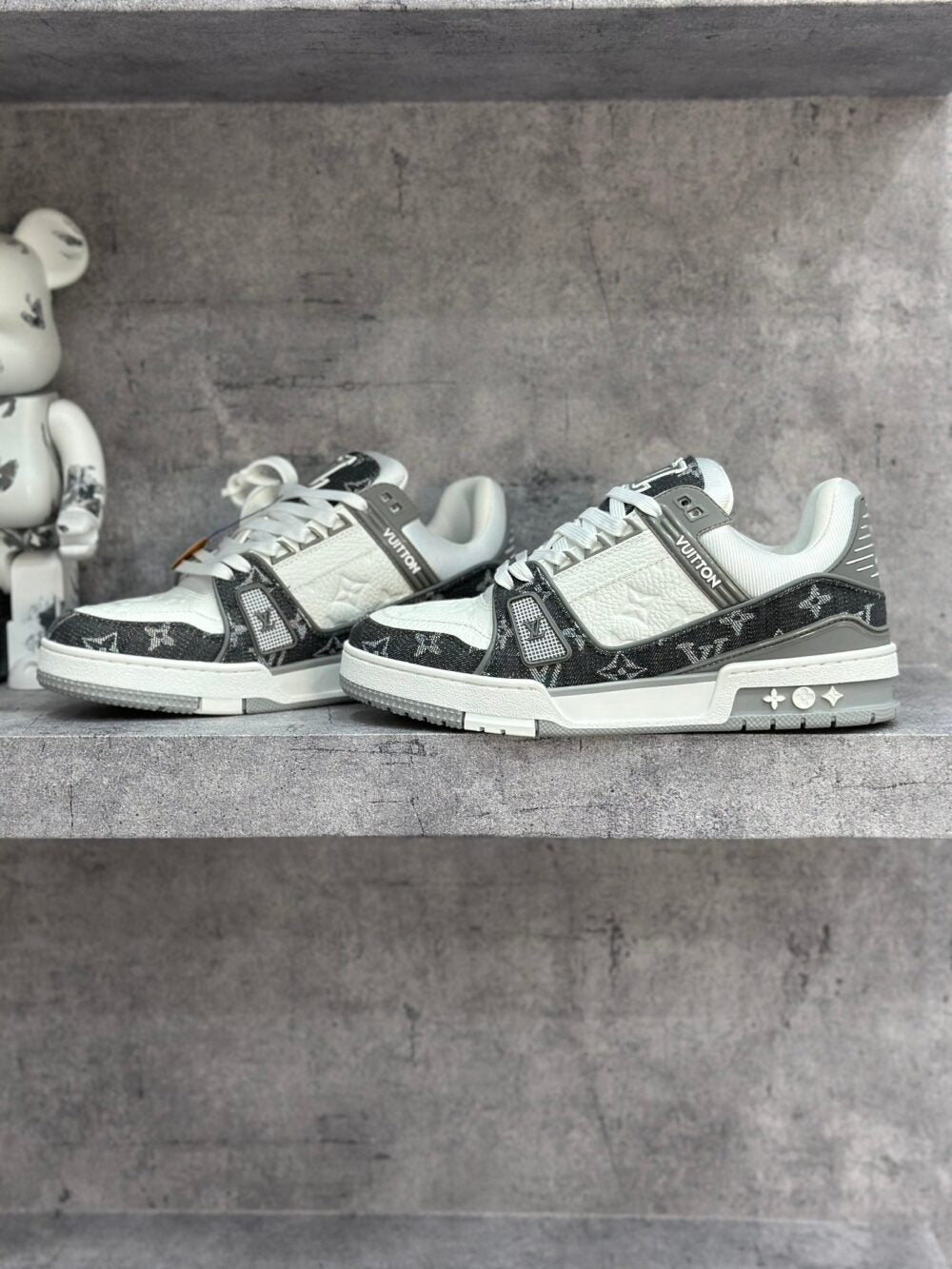 Louis Vuitton LV Trainer Sneaker Denim Monogram Grey - 图片 6