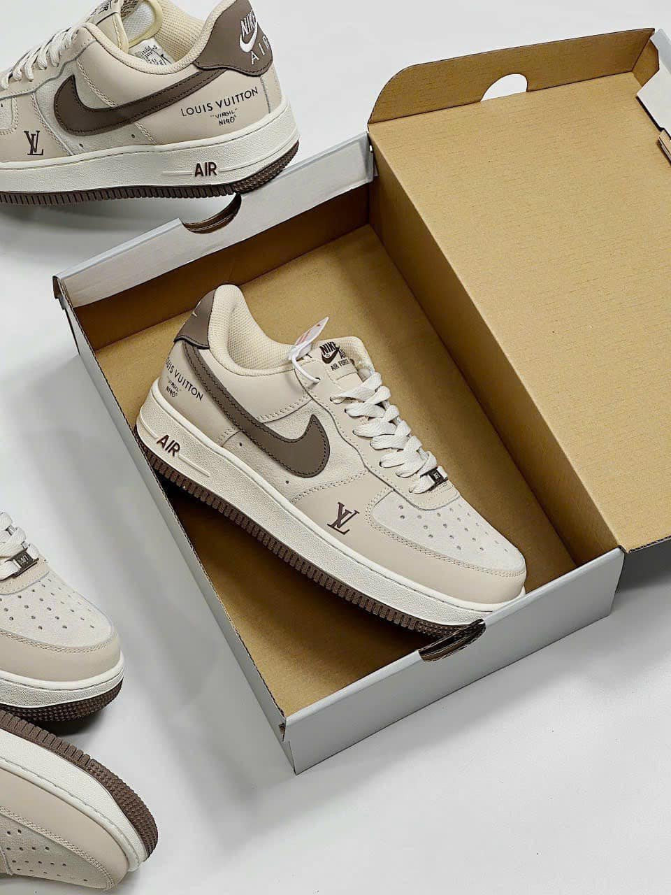 Louis Vuitton x Nike Air Force 1 Cream Mocha Edition (Custom) - 图片 6