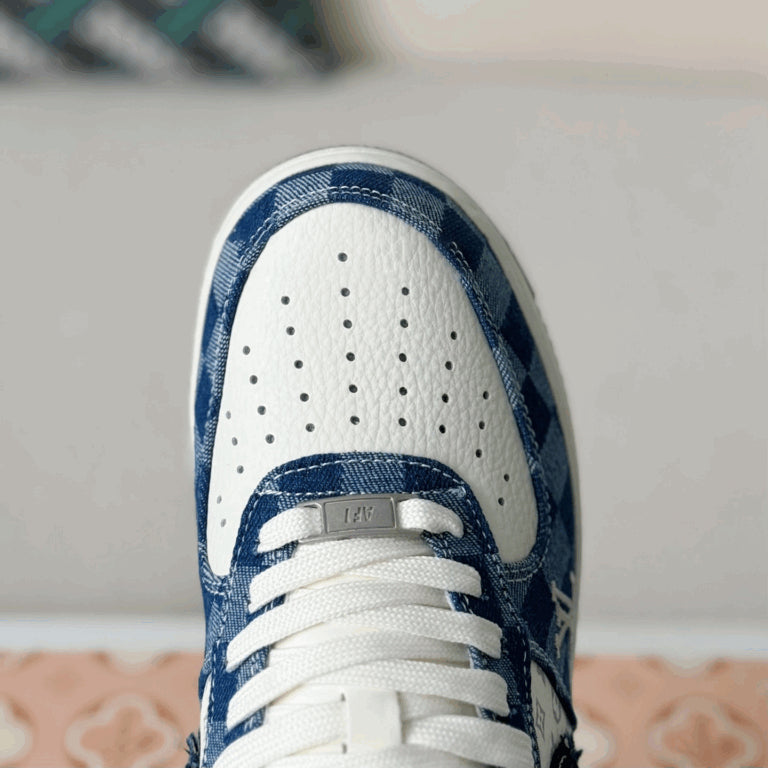 Louis Vuitton x Nike Air Force 1 Low Blue Damier Denim - 图片 6