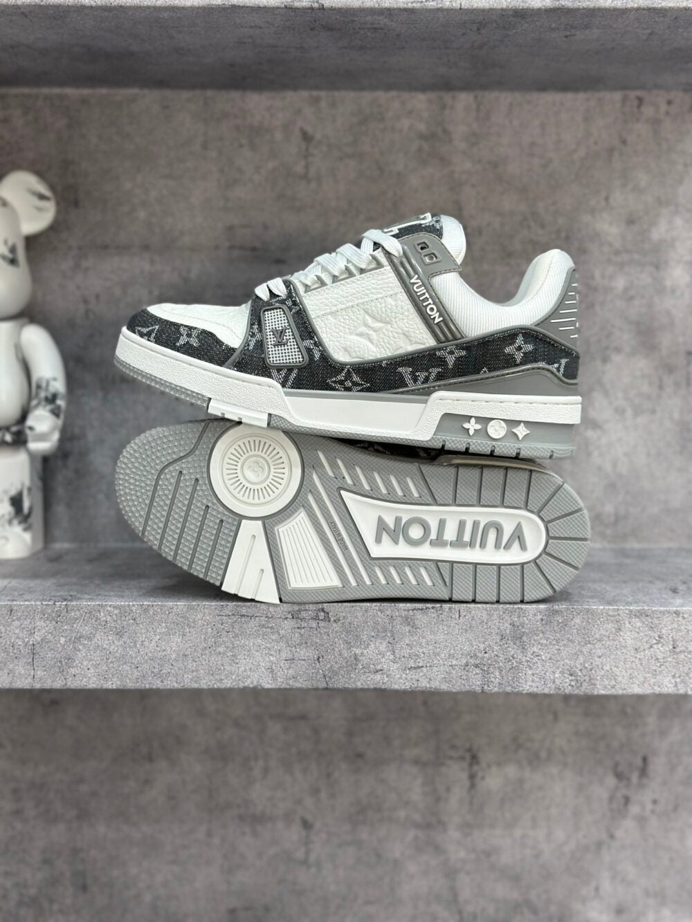 Louis Vuitton LV Trainer Sneaker Denim Monogram Grey - 图片 7