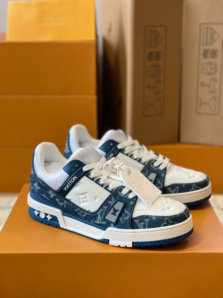Louis Vuitton LV Trainer Sneaker Denim Monogram Blue - 图片 9