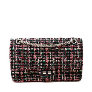Chanel Medium Flap Bag Multicolored Tweed Reissue w/Madem Moiselle Chain and Silver Hardware