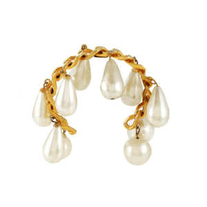 Chanel Vintage Gold Pearl Drop Cuff