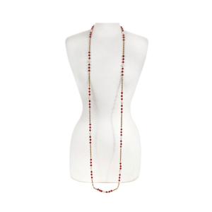 Chanel Vintage Red Gripoix and Pearl Long Necklace