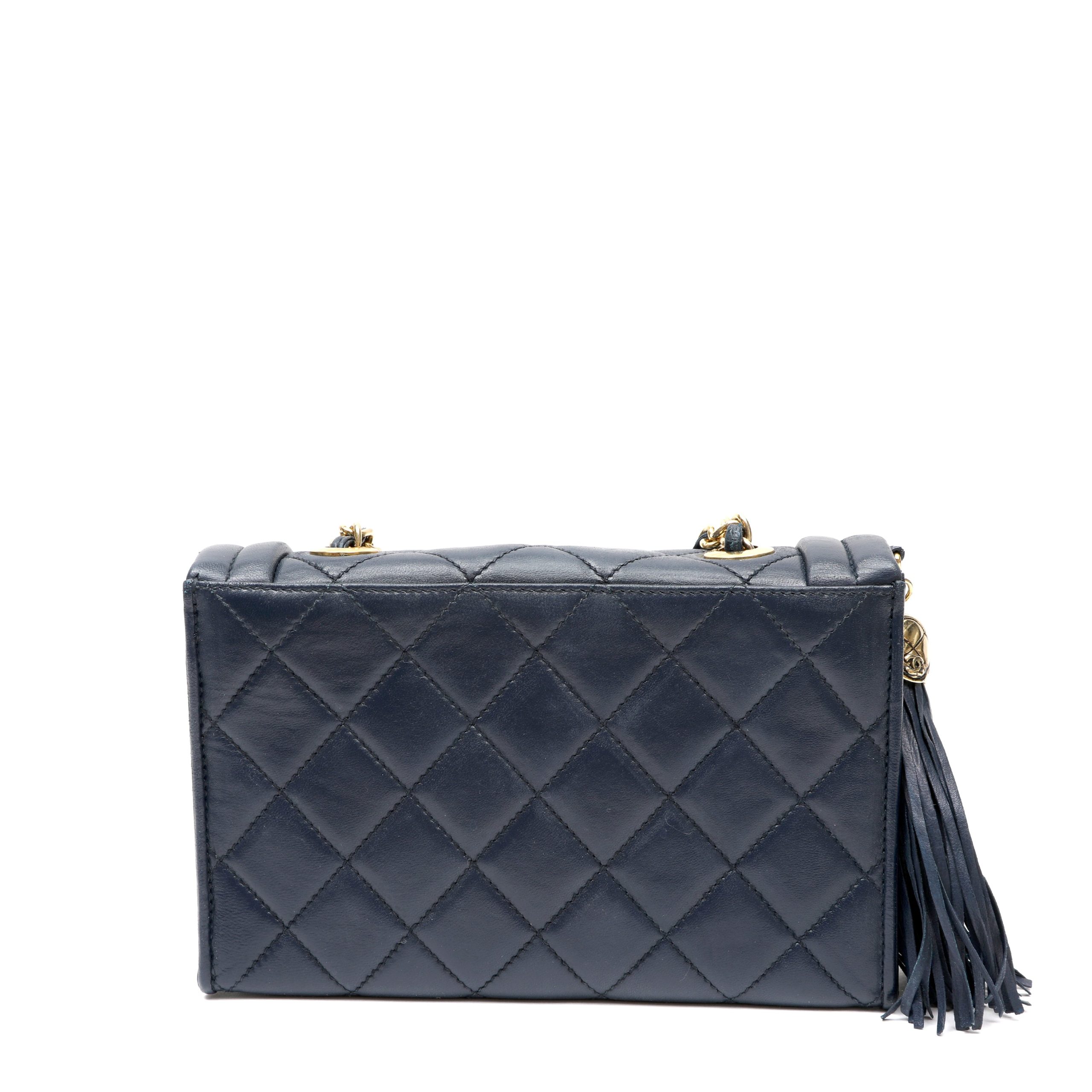 Chanel Vintage Tassel Flap Bag Navy Blue Quilted Calfskin w/Gold Hardware - 图片 6