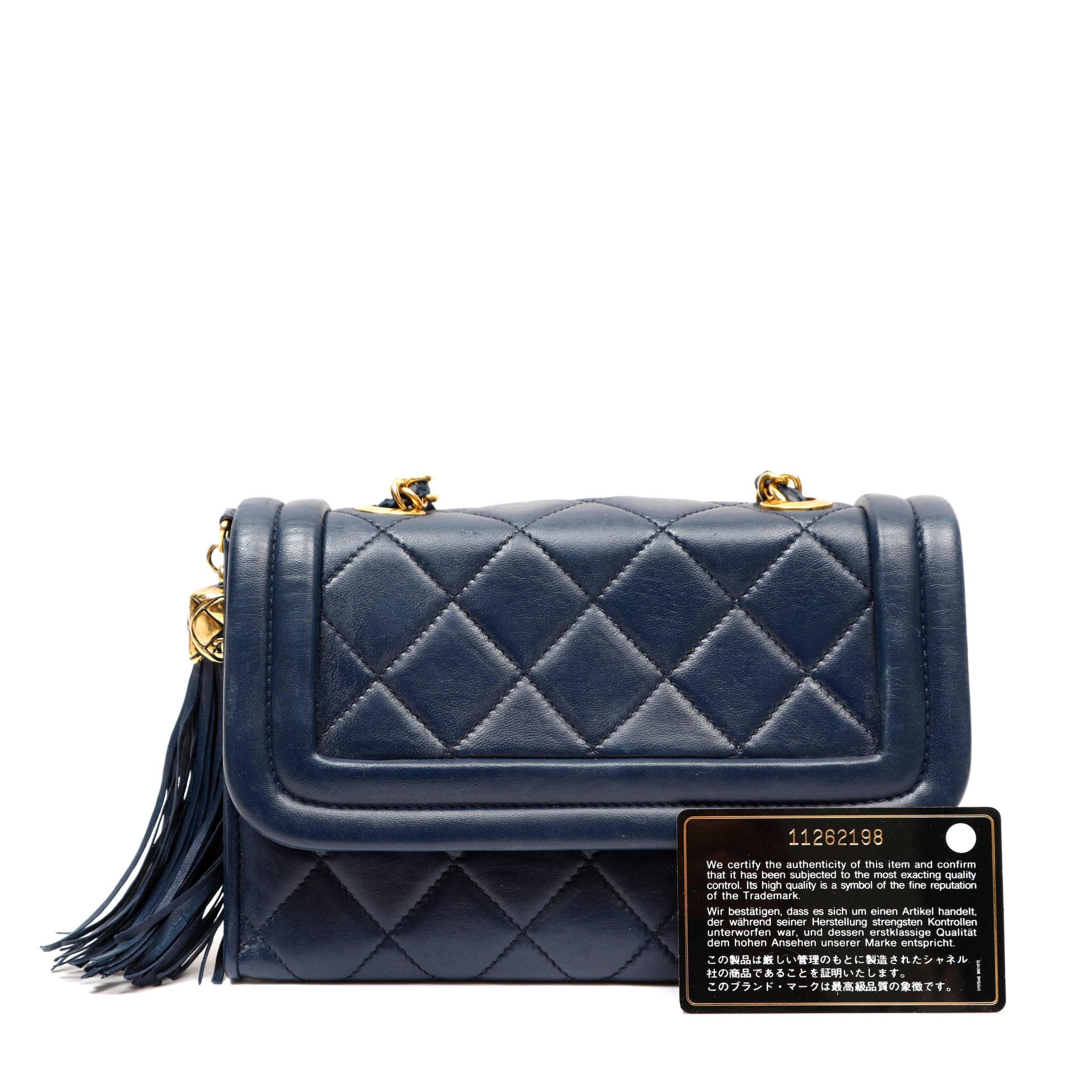 Chanel Vintage Tassel Flap Bag Navy Blue Quilted Calfskin w/Gold Hardware - 图片 2