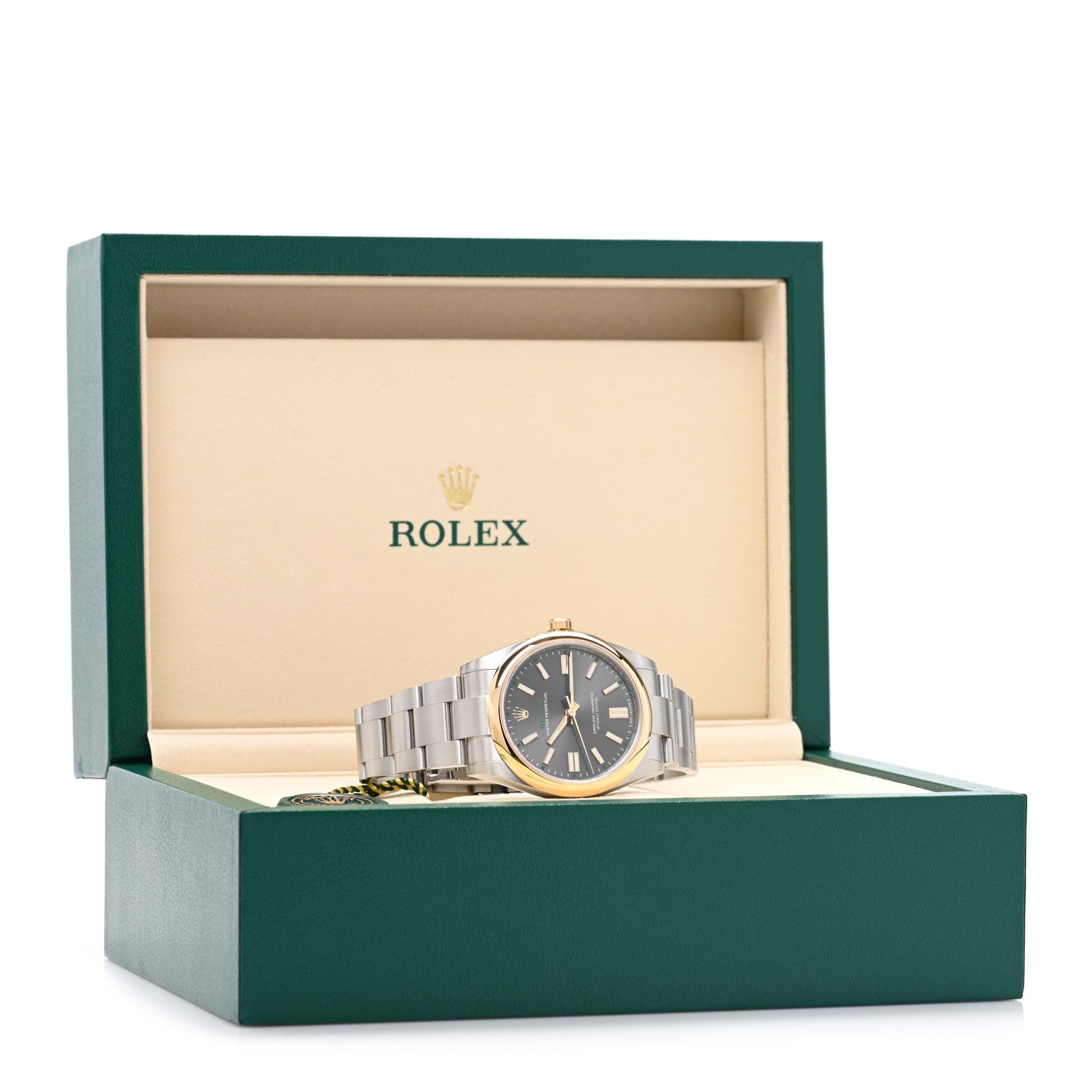 Stainless Steel 18K Yellow Gold 41mm Oyster Perpetual 100th Anniversary Watch Slate 134303 - Image 5