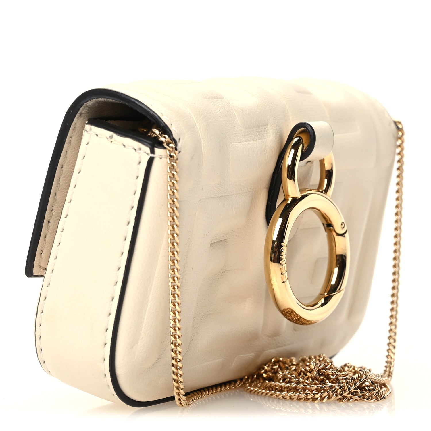 Nappa Matisse FF Embossed Nano Baguette Charm White - Image 2