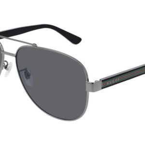 Gucci GG0528S Polarized Metal Aviator Ruthenium Sunglasses