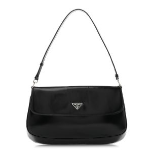 Spazzolato Cleo Flap Shoulder Bag Black