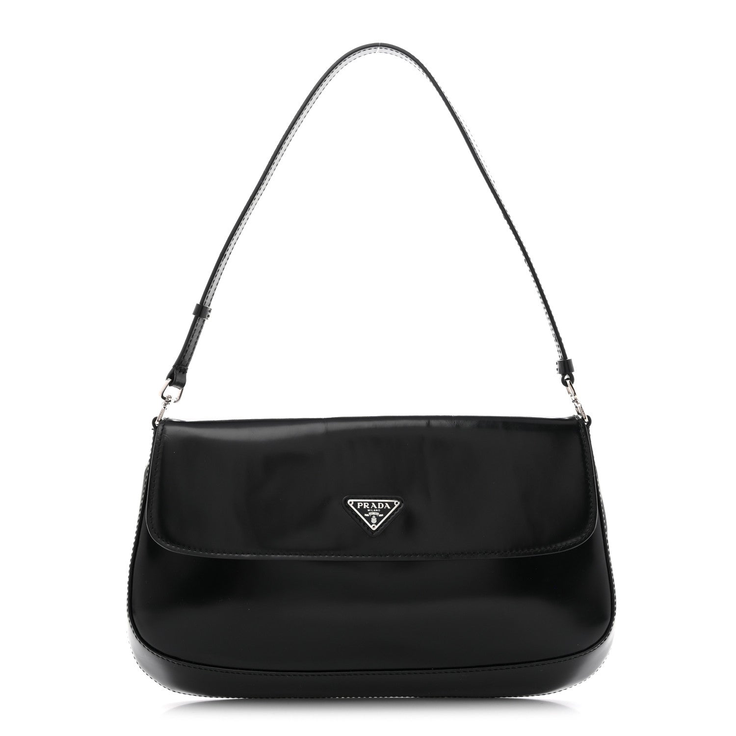Spazzolato Cleo Flap Shoulder Bag Black