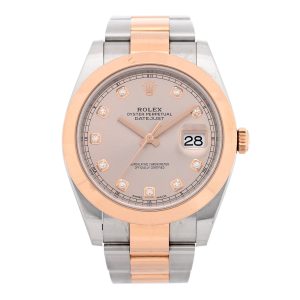 Stainless Steel 18K Everose Gold Diamond 41mm Oyster Perpetual Datejust Watch Sundust 126301