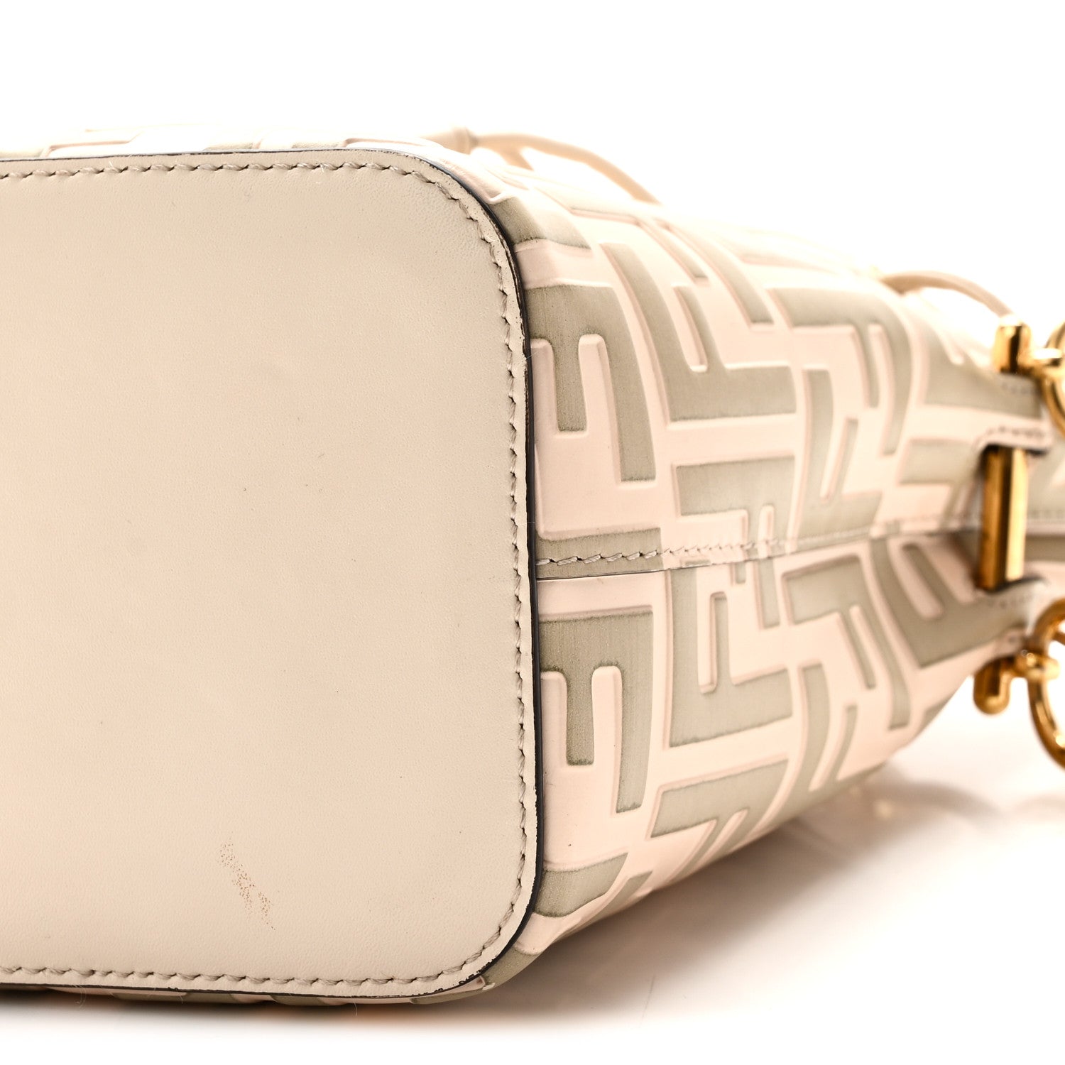Vitello Liberty F is Fendi Bi-Color FF 1974 Embossed Mini Mon Tresor Bucket Bag Camelia Mandorlo - Image 10